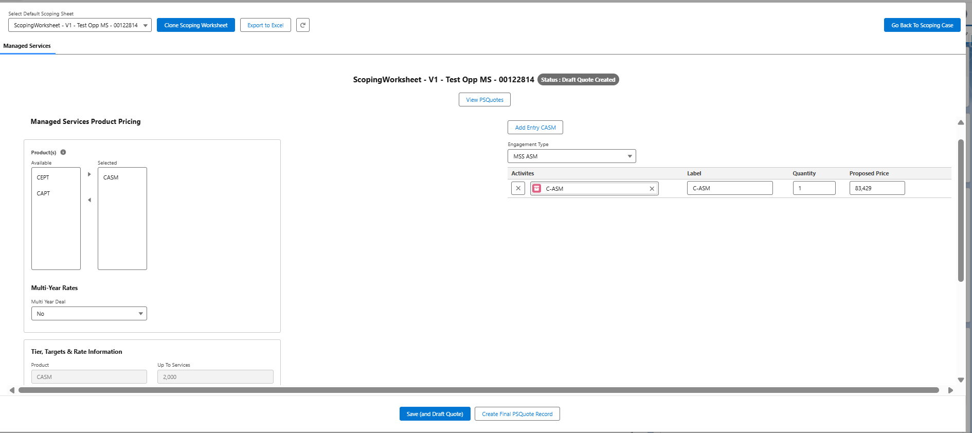 Scoping Worksheet - Rate Tiers